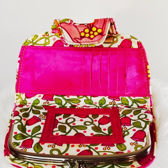 Vera Bradley Wallet Lilli Bell Kiss 'N Snap Quilted Fabric Pink - Picture 5 of 8